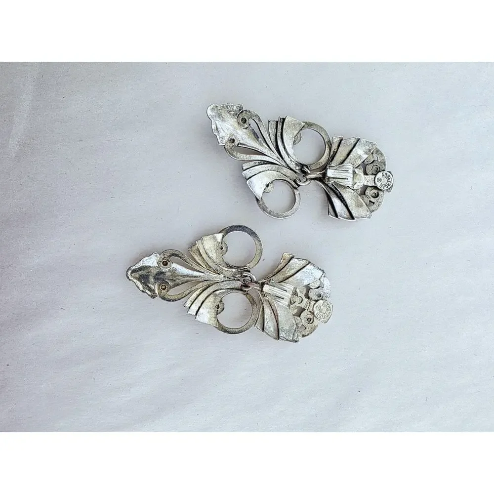 Vintage Signed Abbey Road Earrings - Silver Clip On‎ 3.5